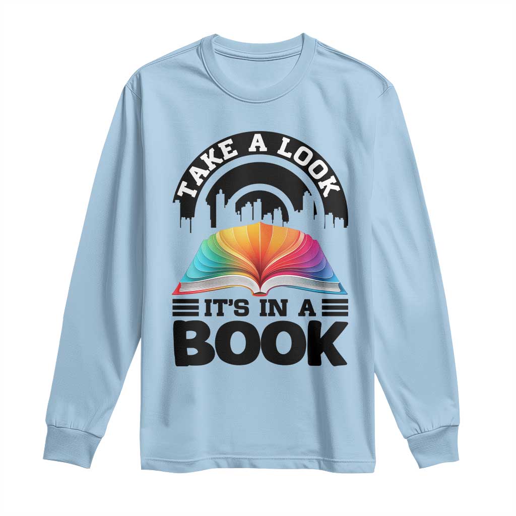 Take A Look It Is In A Book Long Sleeve Shirt Reading Retro Rainbow Vintage - Wonder Print Shop