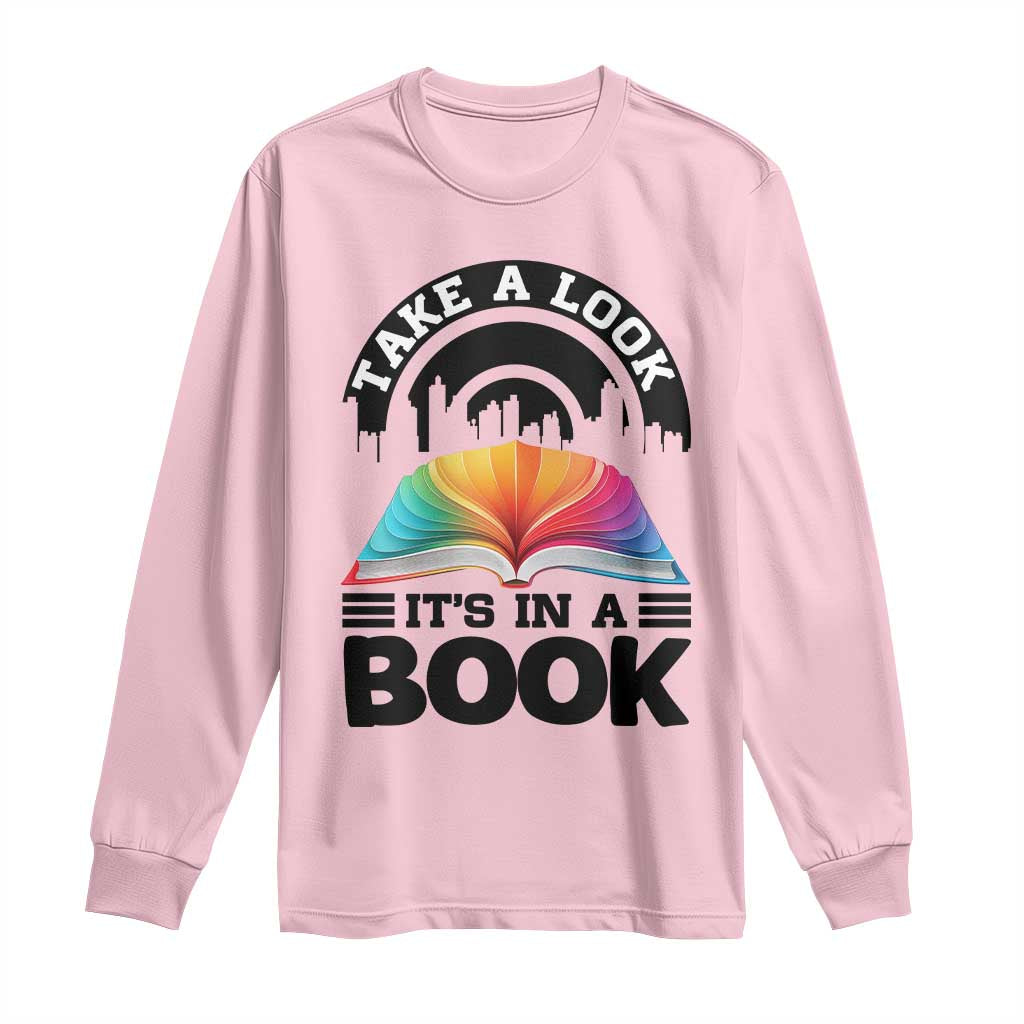 Take A Look It Is In A Book Long Sleeve Shirt Reading Retro Rainbow Vintage - Wonder Print Shop