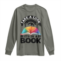 Take A Look It Is In A Book Long Sleeve Shirt Reading Retro Rainbow Vintage - Wonder Print Shop
