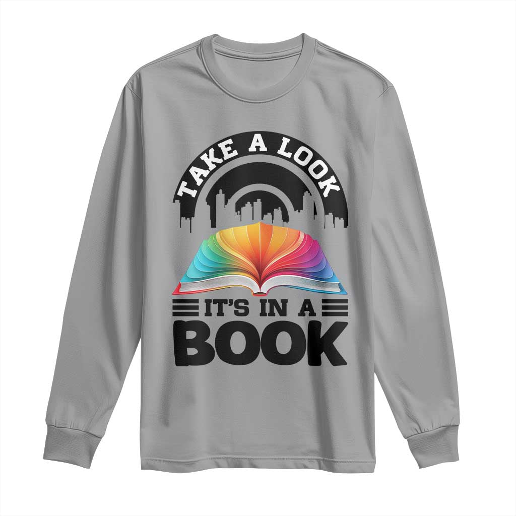 Take A Look It Is In A Book Long Sleeve Shirt Reading Retro Rainbow Vintage - Wonder Print Shop