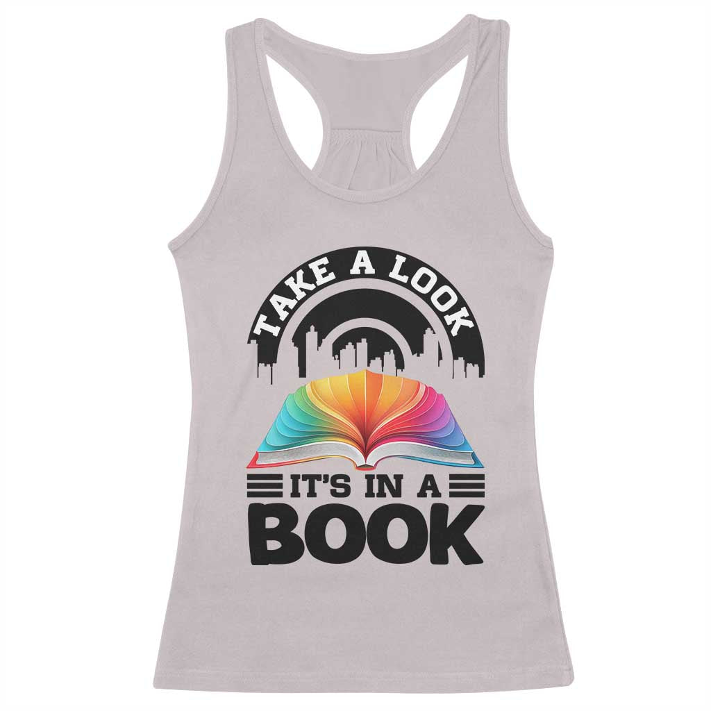 Take A Look It Is In A Book Racerback Tank Top Reading Retro Rainbow Vintage - Wonder Print Shop