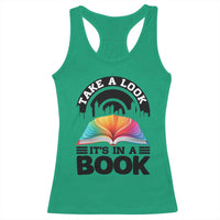 Take A Look It Is In A Book Racerback Tank Top Reading Retro Rainbow Vintage - Wonder Print Shop
