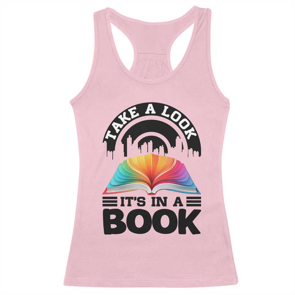 Take A Look It Is In A Book Racerback Tank Top Reading Retro Rainbow Vintage - Wonder Print Shop
