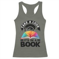 Take A Look It Is In A Book Racerback Tank Top Reading Retro Rainbow Vintage - Wonder Print Shop