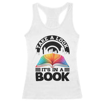 Take A Look It Is In A Book Racerback Tank Top Reading Retro Rainbow Vintage - Wonder Print Shop