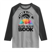 Take A Look It Is In A Book Raglan Shirt Reading Retro Rainbow Vintage - Wonder Print Shop