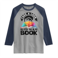 Take A Look It Is In A Book Raglan Shirt Reading Retro Rainbow Vintage - Wonder Print Shop