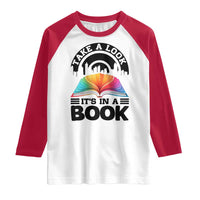 Take A Look It Is In A Book Raglan Shirt Reading Retro Rainbow Vintage - Wonder Print Shop