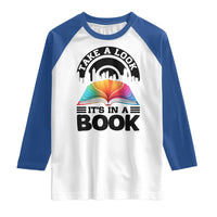 Take A Look It Is In A Book Raglan Shirt Reading Retro Rainbow Vintage - Wonder Print Shop