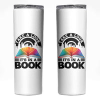Take A Look It Is In A Book Skinny Tumbler Reading Retro Rainbow Vintage