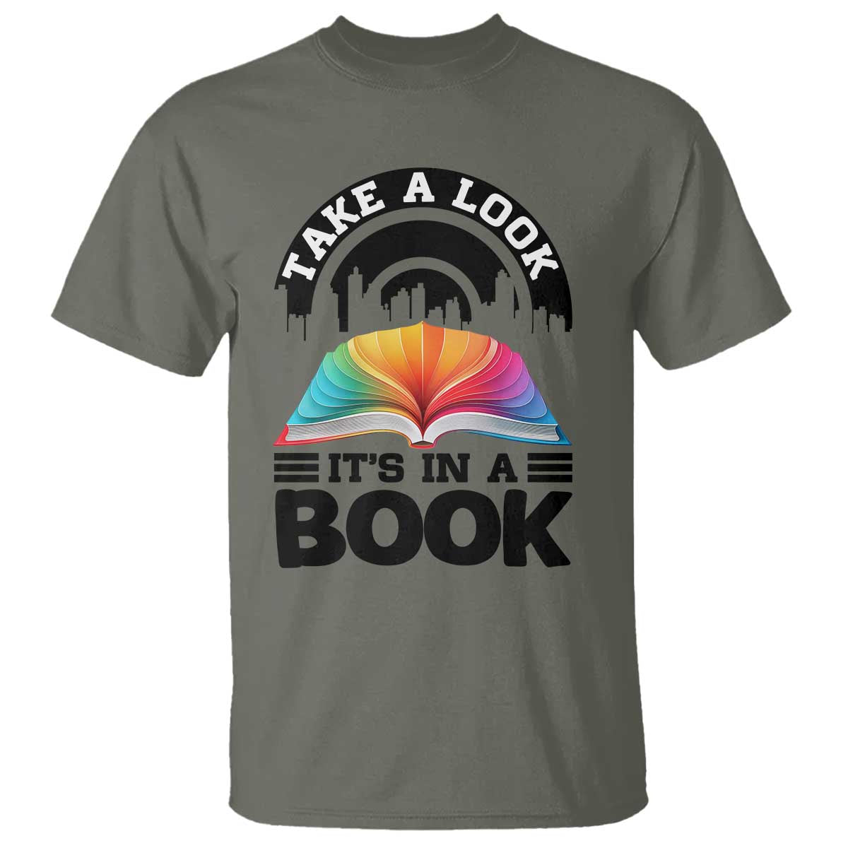 Take A Look It Is In A Book T Shirt Reading Retro Rainbow Vintage - Wonder Print Shop