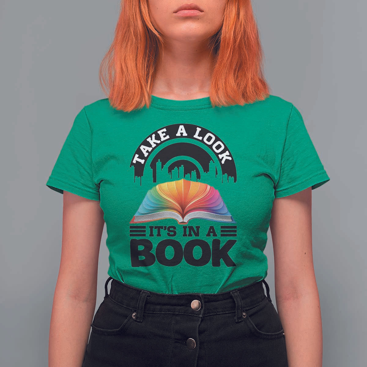 Take A Look It Is In A Book T Shirt For Women Reading Retro Rainbow Vintage - Wonder Print Shop