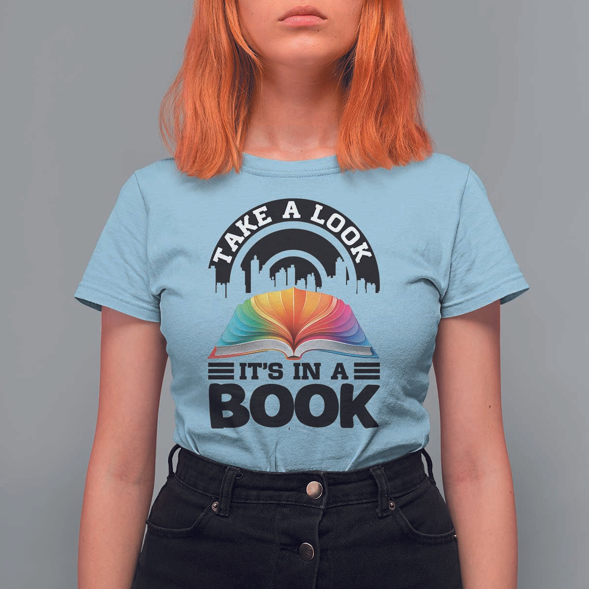 Take A Look It Is In A Book T Shirt For Women Reading Retro Rainbow Vintage - Wonder Print Shop