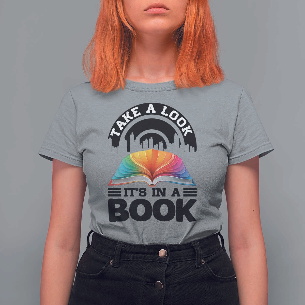 Take A Look It Is In A Book T Shirt For Women Reading Retro Rainbow Vintage - Wonder Print Shop