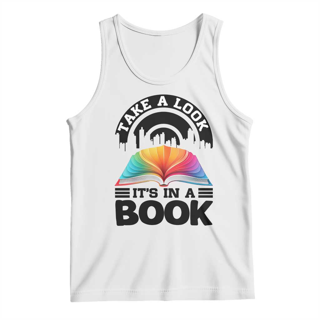 Take A Look It Is In A Book Tank Top Reading Retro Rainbow Vintage - Wonder Print Shop