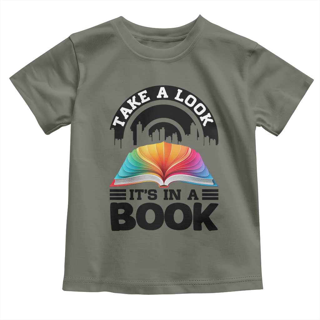 Take A Look It Is In A Book Toddler T Shirt Reading Retro Rainbow Vintage - Wonder Print Shop