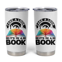 Take A Look It Is In A Book Tumbler Cup Reading Retro Rainbow Vintage