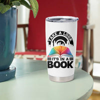 Take A Look It Is In A Book Tumbler Cup Reading Retro Rainbow Vintage