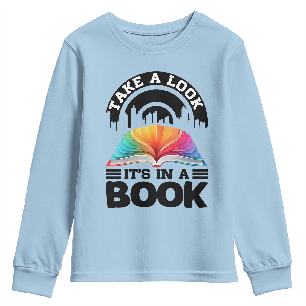 Take A Look It Is In A Book Youth Sweatshirt Reading Retro Rainbow Vintage - Wonder Print Shop