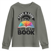 Take A Look It Is In A Book Youth Sweatshirt Reading Retro Rainbow Vintage - Wonder Print Shop