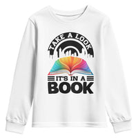 Take A Look It Is In A Book Youth Sweatshirt Reading Retro Rainbow Vintage - Wonder Print Shop