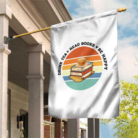 Drink Tea Read Books Be Happy Garden Flag Book Worm Tea Cup - Wonder Print Shop