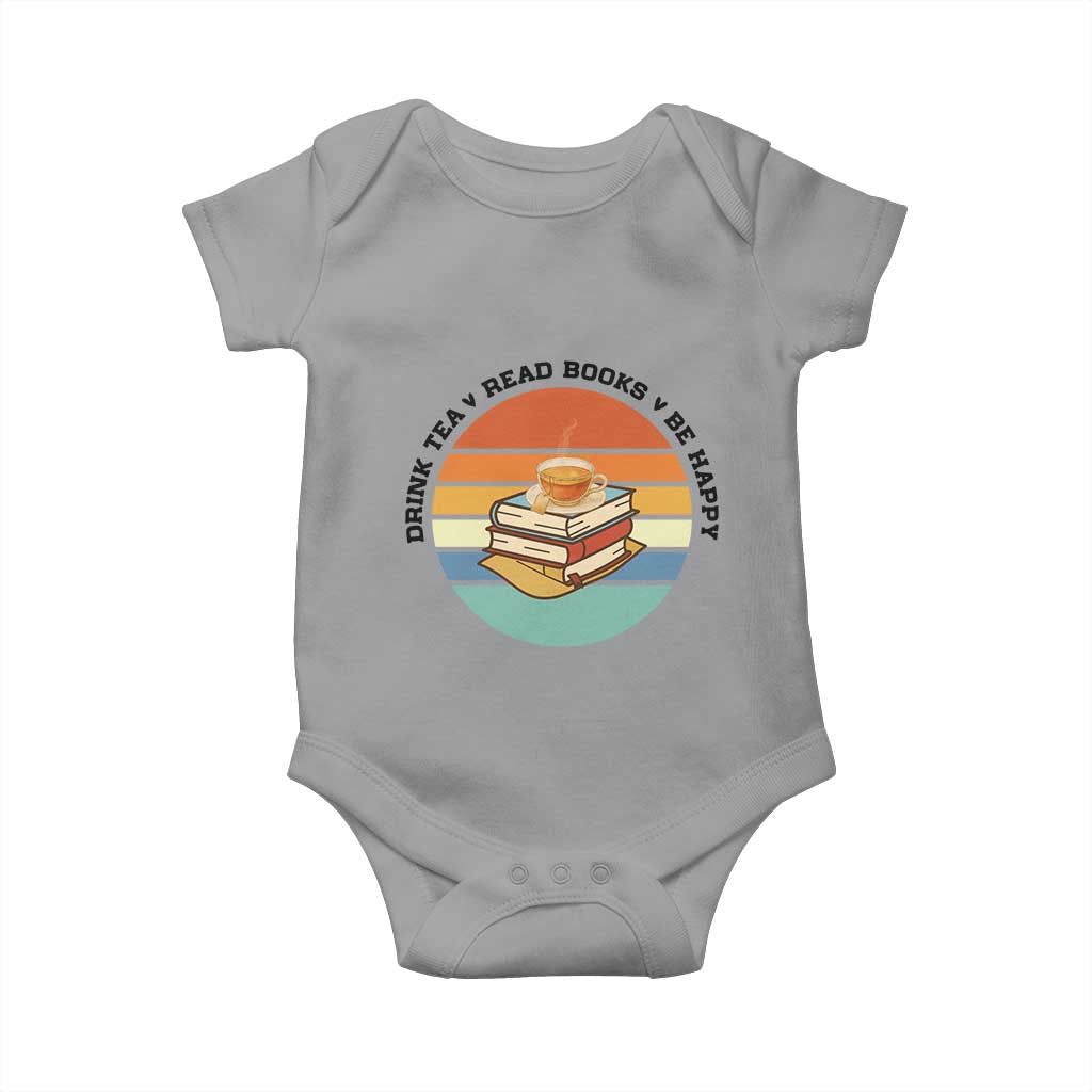 Drink Tea Read Books Be Happy Baby Onesie Book Worm Tea Cup - Wonder Print Shop