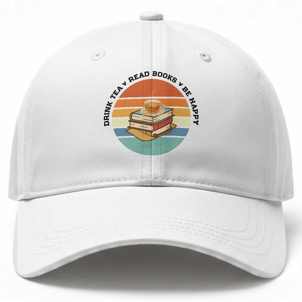 Drink Tea Read Books Be Happy Baseball Cap Book Worm Tea Cup