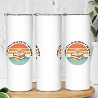 Drink Tea Read Books Be Happy Skinny Tumbler Book Worm Tea Cup