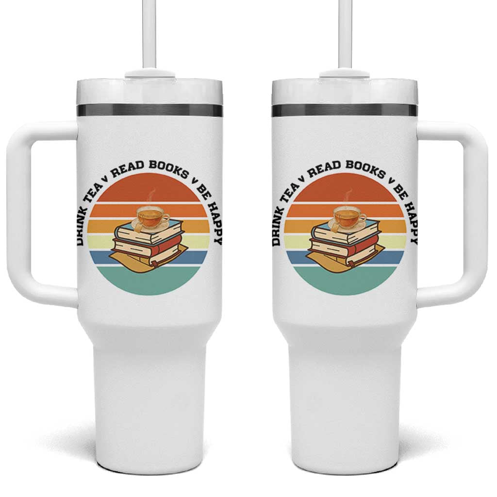 Drink Tea Read Books Be Happy Tumbler With Handle Book Worm Tea Cup