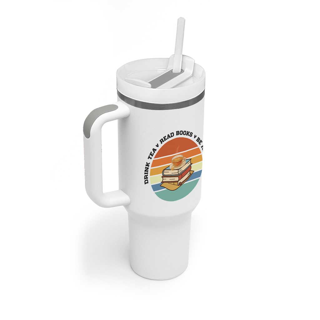 Drink Tea Read Books Be Happy Tumbler With Handle Book Worm Tea Cup