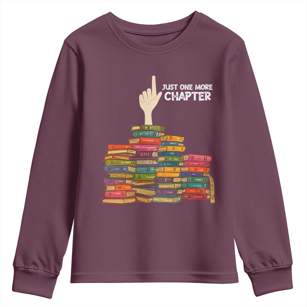 Just One More Chapter Youth Sweatshirt Funny Book Lover - Wonder Print Shop