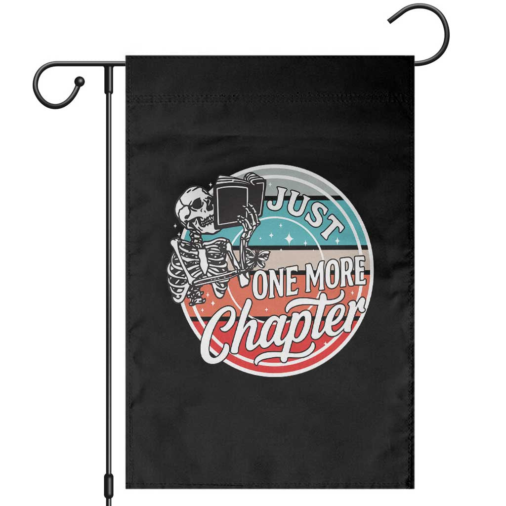 Just One More Chapter Garden Flag Funny Skeleton Reading Book - Wonder Print Shop