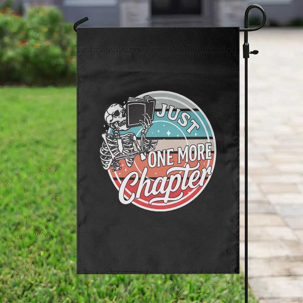 Just One More Chapter Garden Flag Funny Skeleton Reading Book - Wonder Print Shop