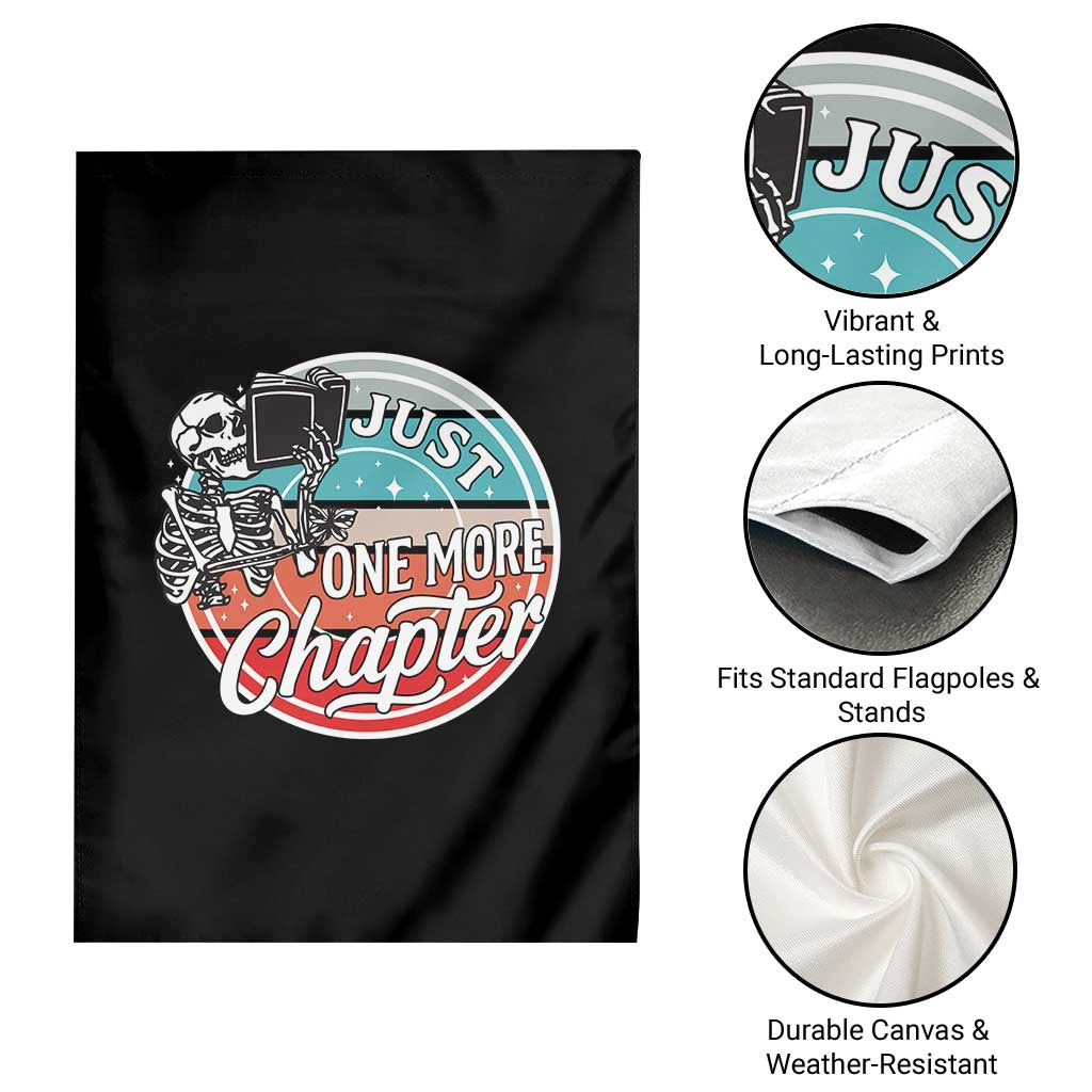 Just One More Chapter Garden Flag Funny Skeleton Reading Book - Wonder Print Shop