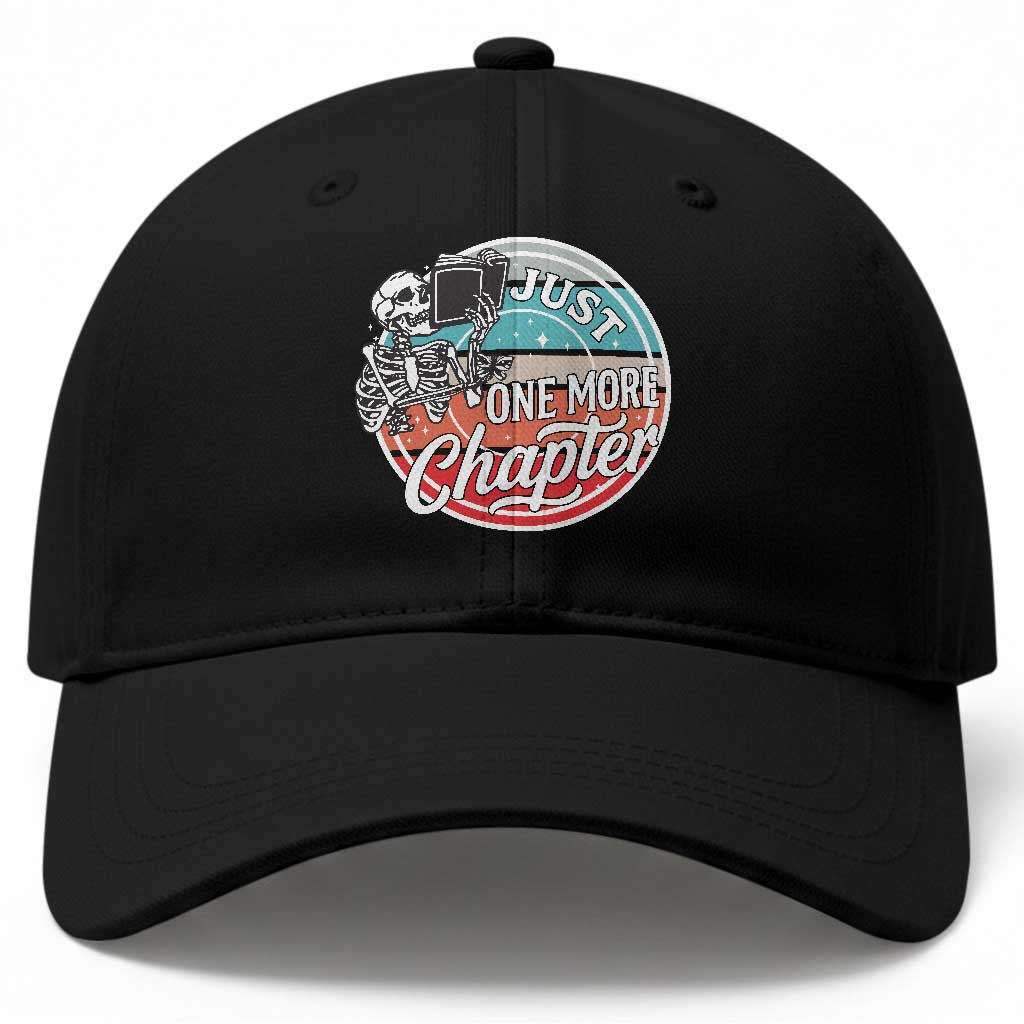 Just One More Chapter Baseball Cap Funny Skeleton Reading Book