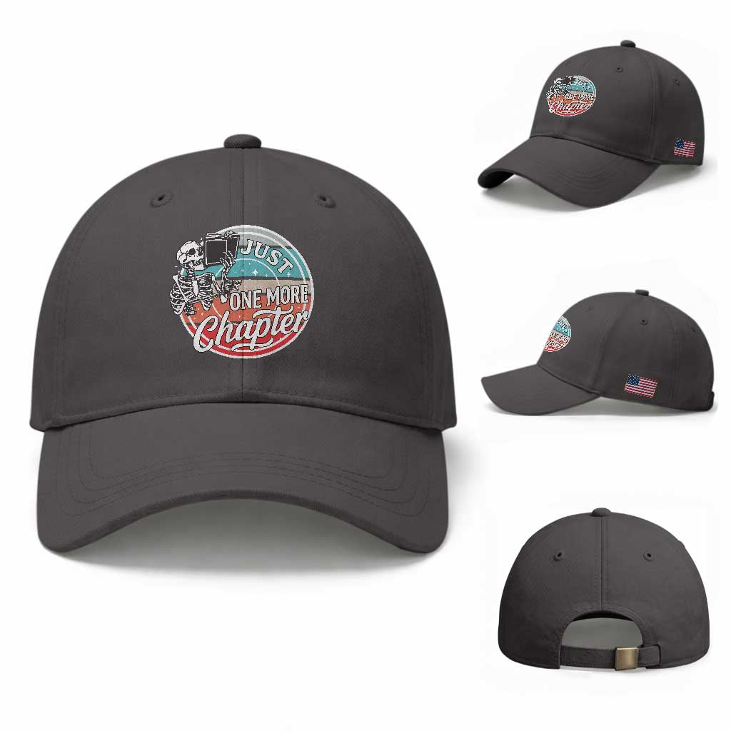 Just One More Chapter Baseball Cap Funny Skeleton Reading Book