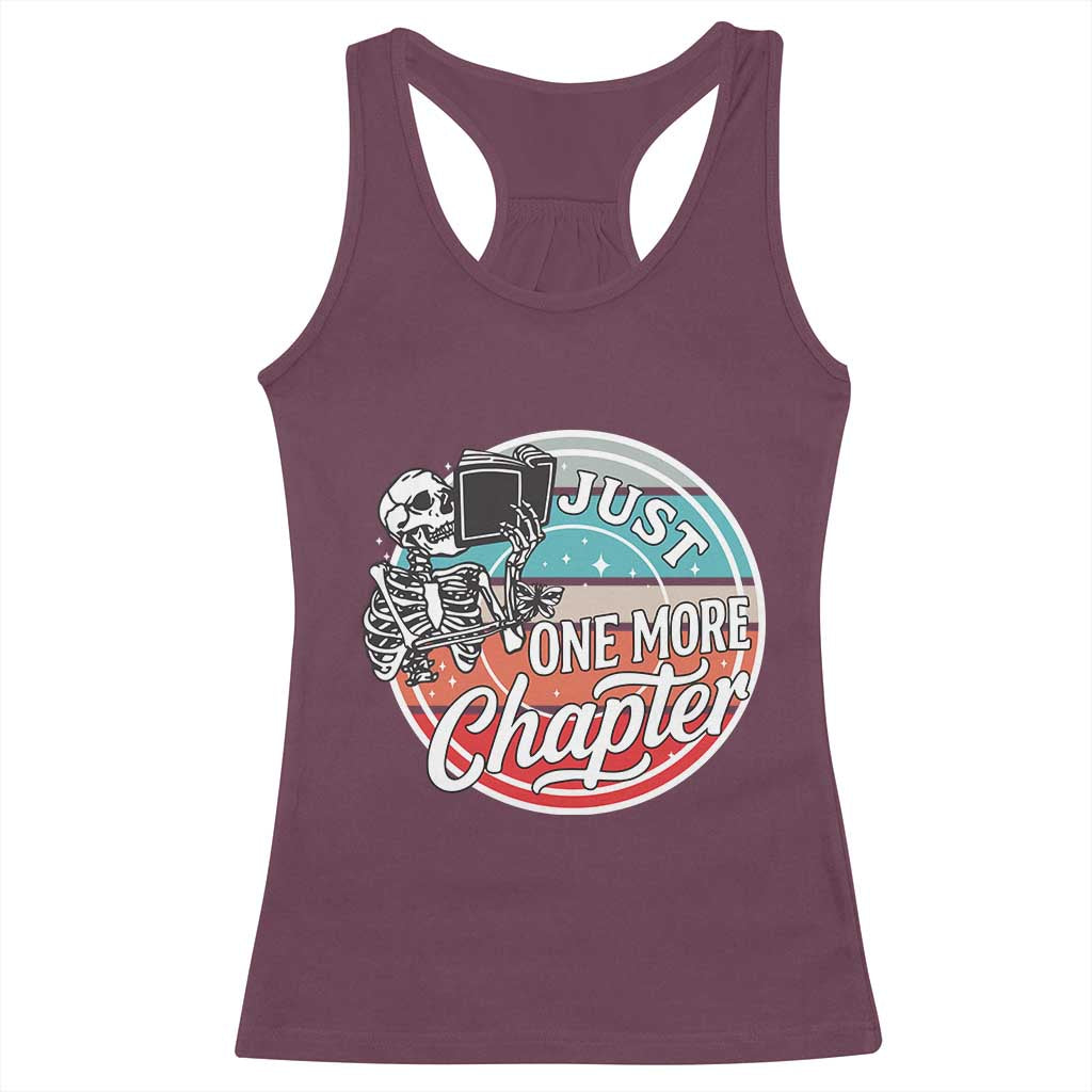 Just One More Chapter Racerback Tank Top Funny Skeleton Reading Book - Wonder Print Shop