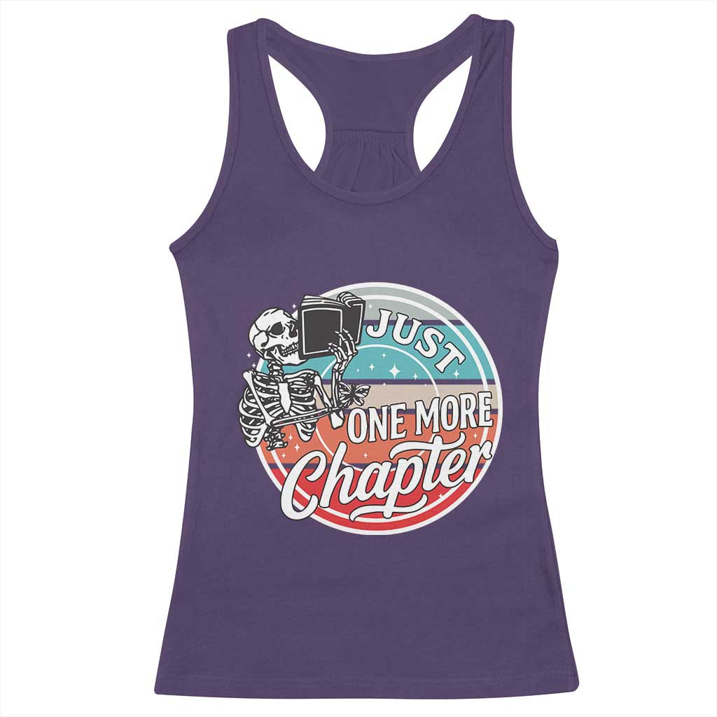 Just One More Chapter Racerback Tank Top Funny Skeleton Reading Book - Wonder Print Shop