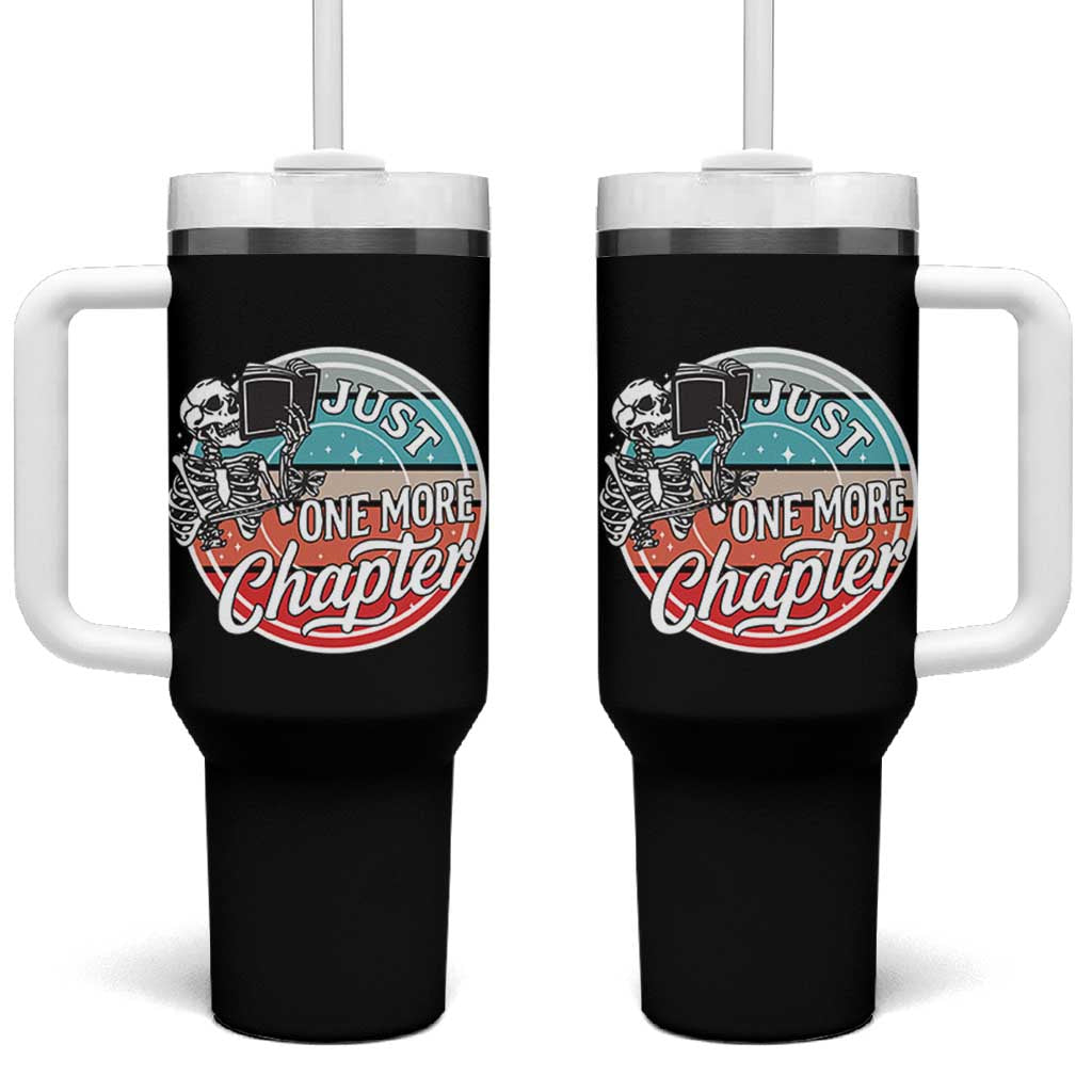 Just One More Chapter Tumbler With Handle Funny Skeleton Reading Book