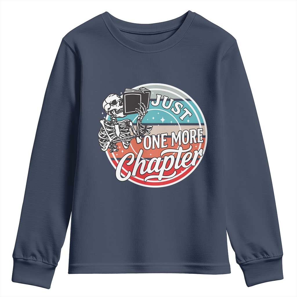 Just One More Chapter Youth Sweatshirt Funny Skeleton Reading Book - Wonder Print Shop