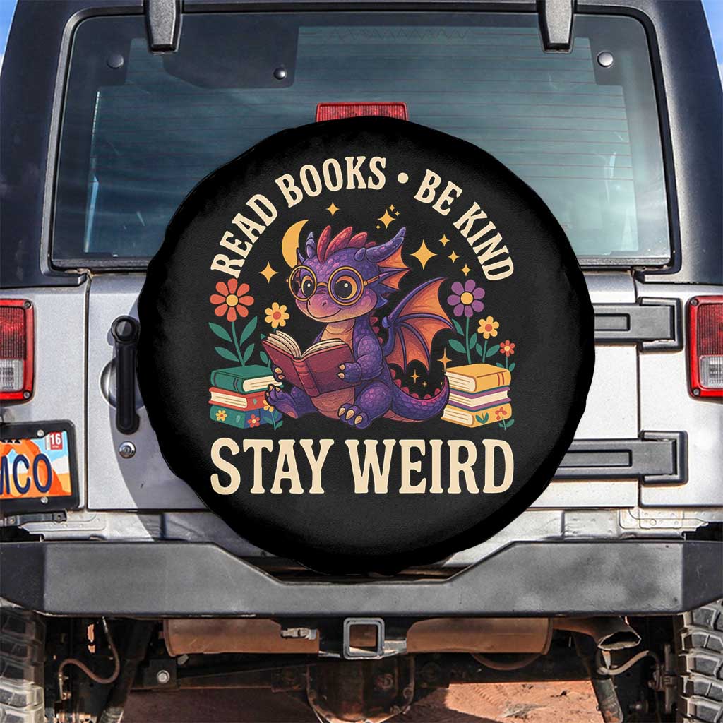Dragon Read Book Spare Tire Cover Funny Read Books Be Kind Stay Weird - Wonder Print Shop
