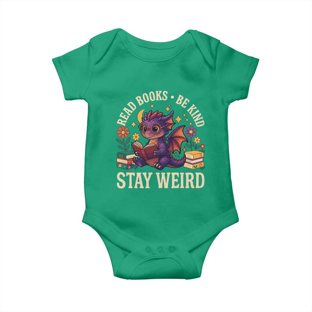 Dragon Read Book Baby Onesie Funny Read Books Be Kind Stay Weird - Wonder Print Shop