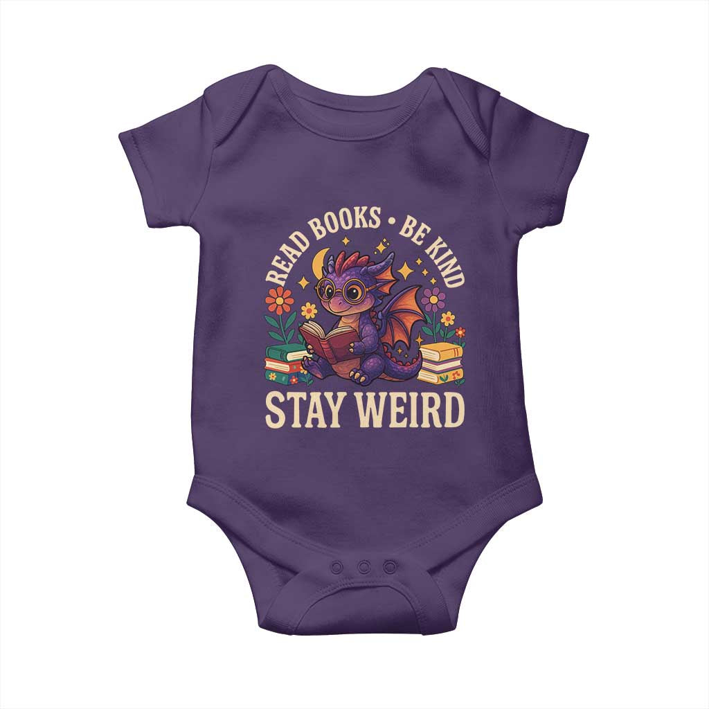 Dragon Read Book Baby Onesie Funny Read Books Be Kind Stay Weird - Wonder Print Shop