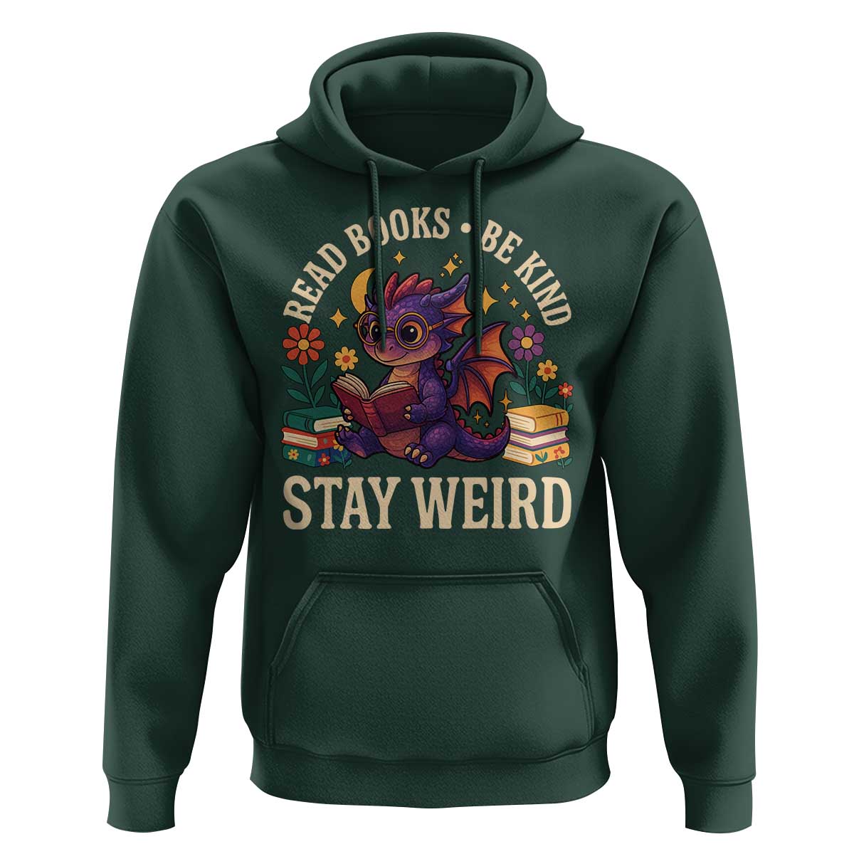 Dragon Read Book Hoodie Funny Read Books Be Kind Stay Weird - Wonder Print Shop