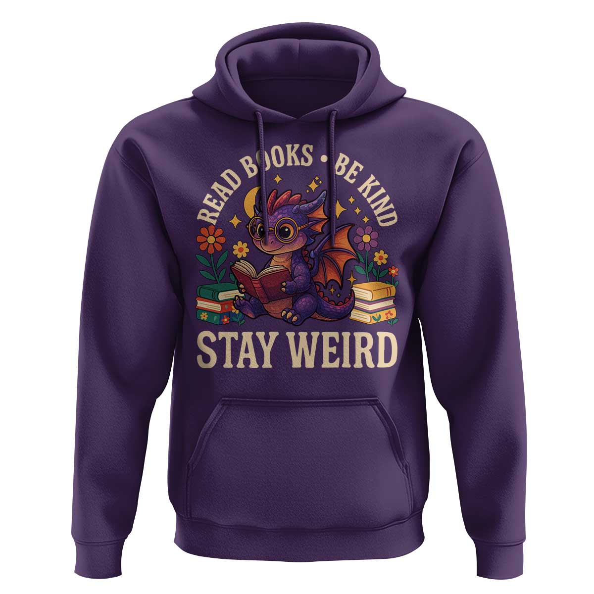 Dragon Read Book Hoodie Funny Read Books Be Kind Stay Weird - Wonder Print Shop