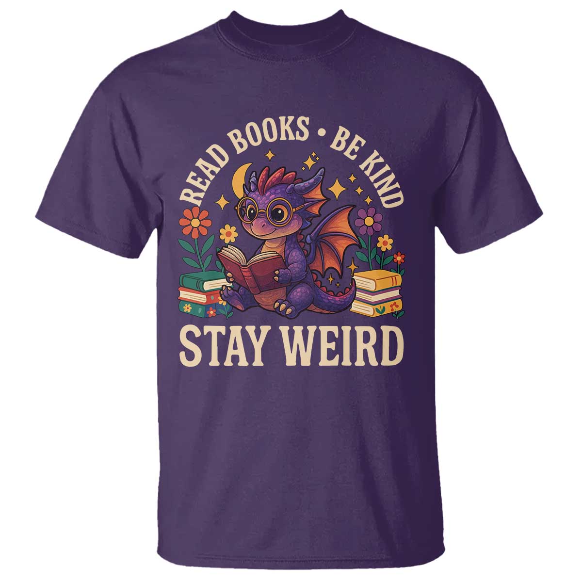 Dragon Read Book T Shirt Funny Read Books Be Kind Stay Weird - Wonder Print Shop