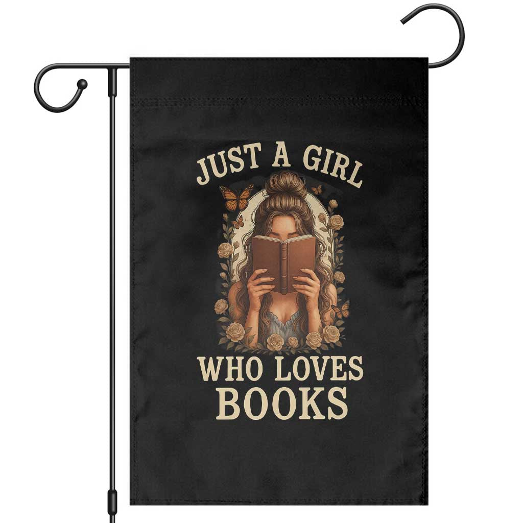 Just A Girl Who Loves Books Garden Flag Funny Bookworm Quote - Wonder Print Shop