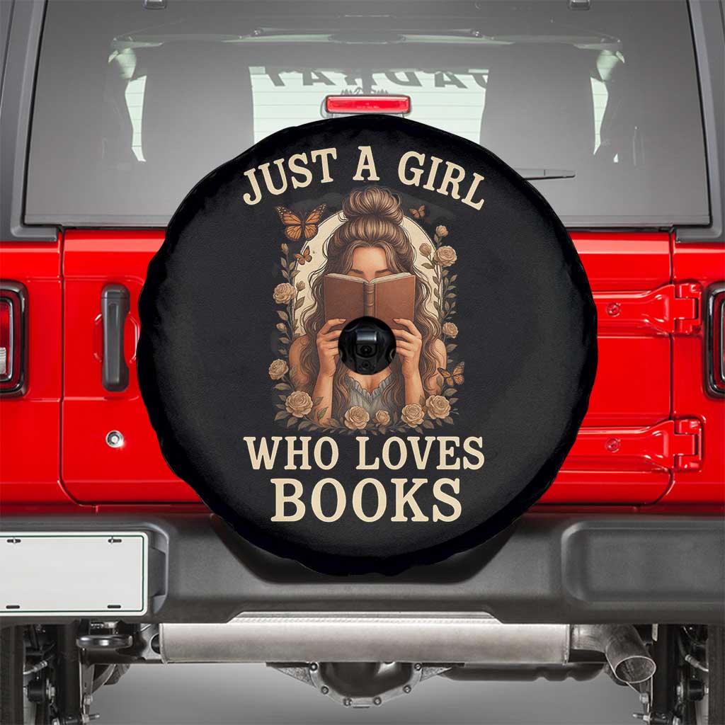 Just A Girl Who Loves Books Spare Tire Cover Funny Bookworm Quote - Wonder Print Shop