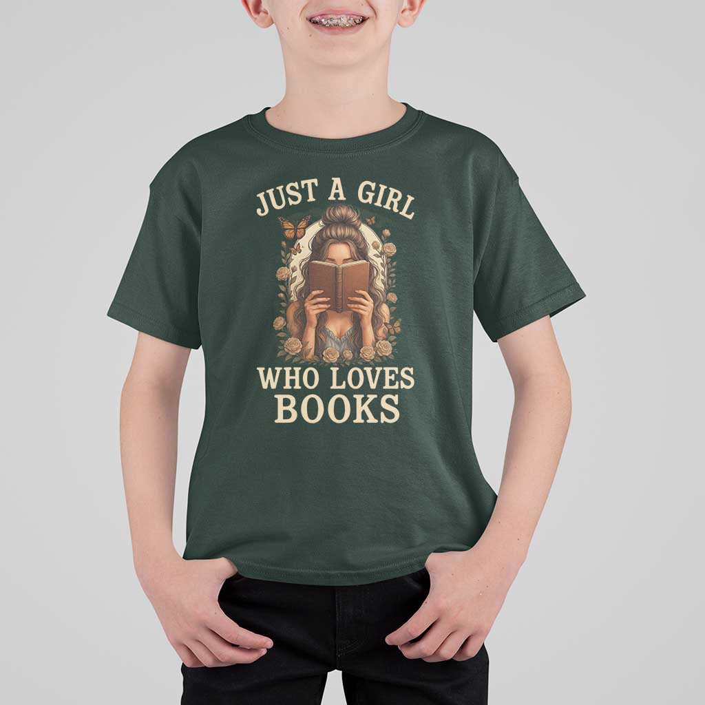 Just A Girl Who Loves Books T Shirt For Kid Funny Bookworm Quote - Wonder Print Shop